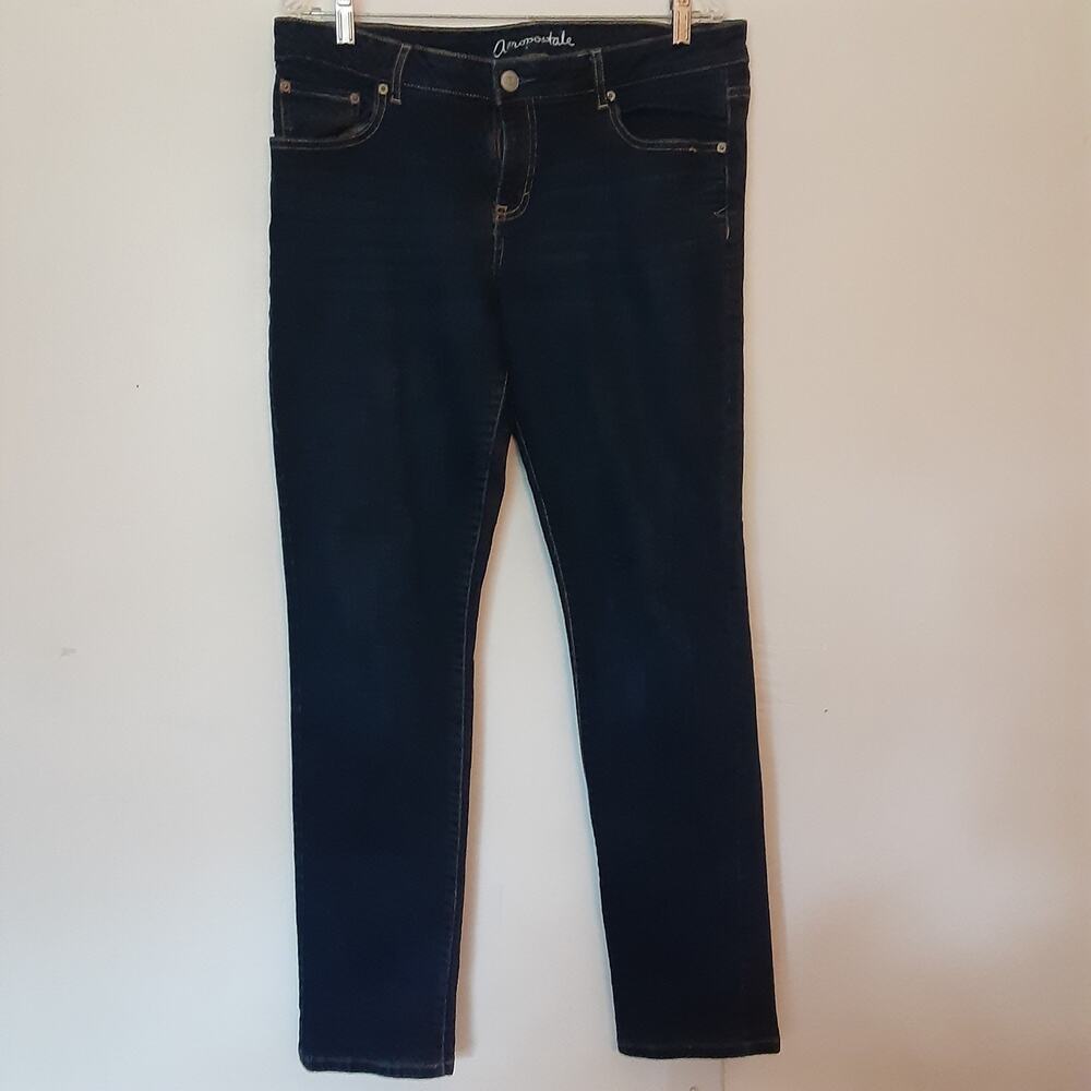 Aeropostale Bayla Skinny Blue Denim Jeans Size 14 Regular Zip Button Closure